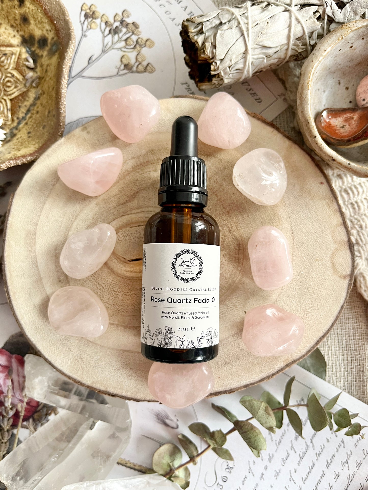 Rose quartz facial oil