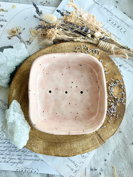 Handmade Ceramic Soap Dish - Pink