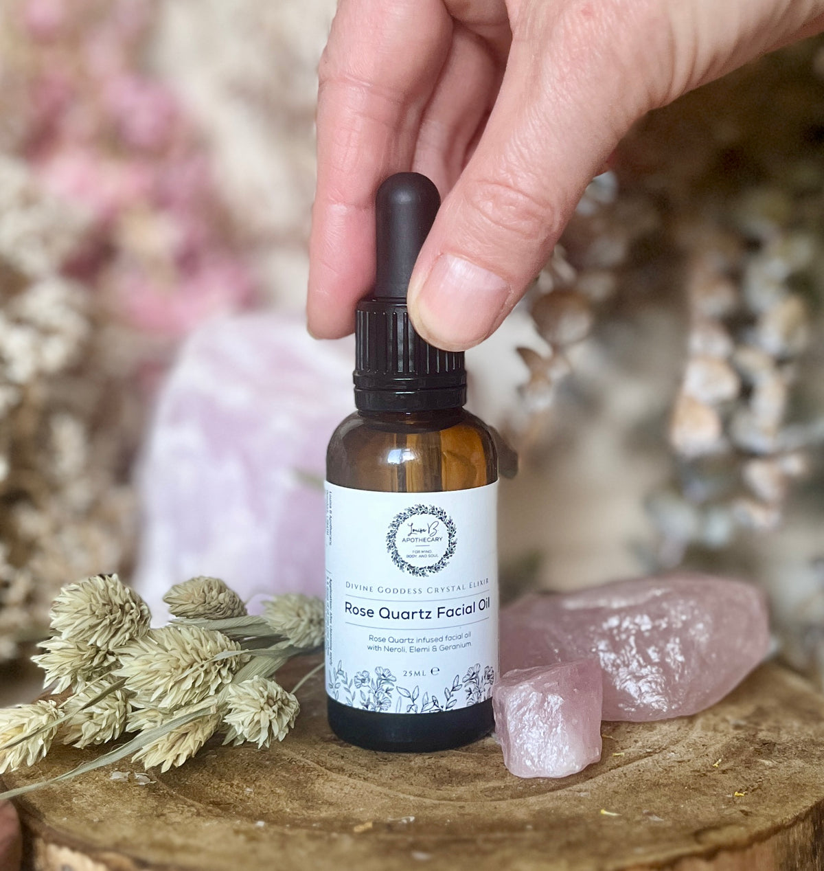 Rose quartz facial oil