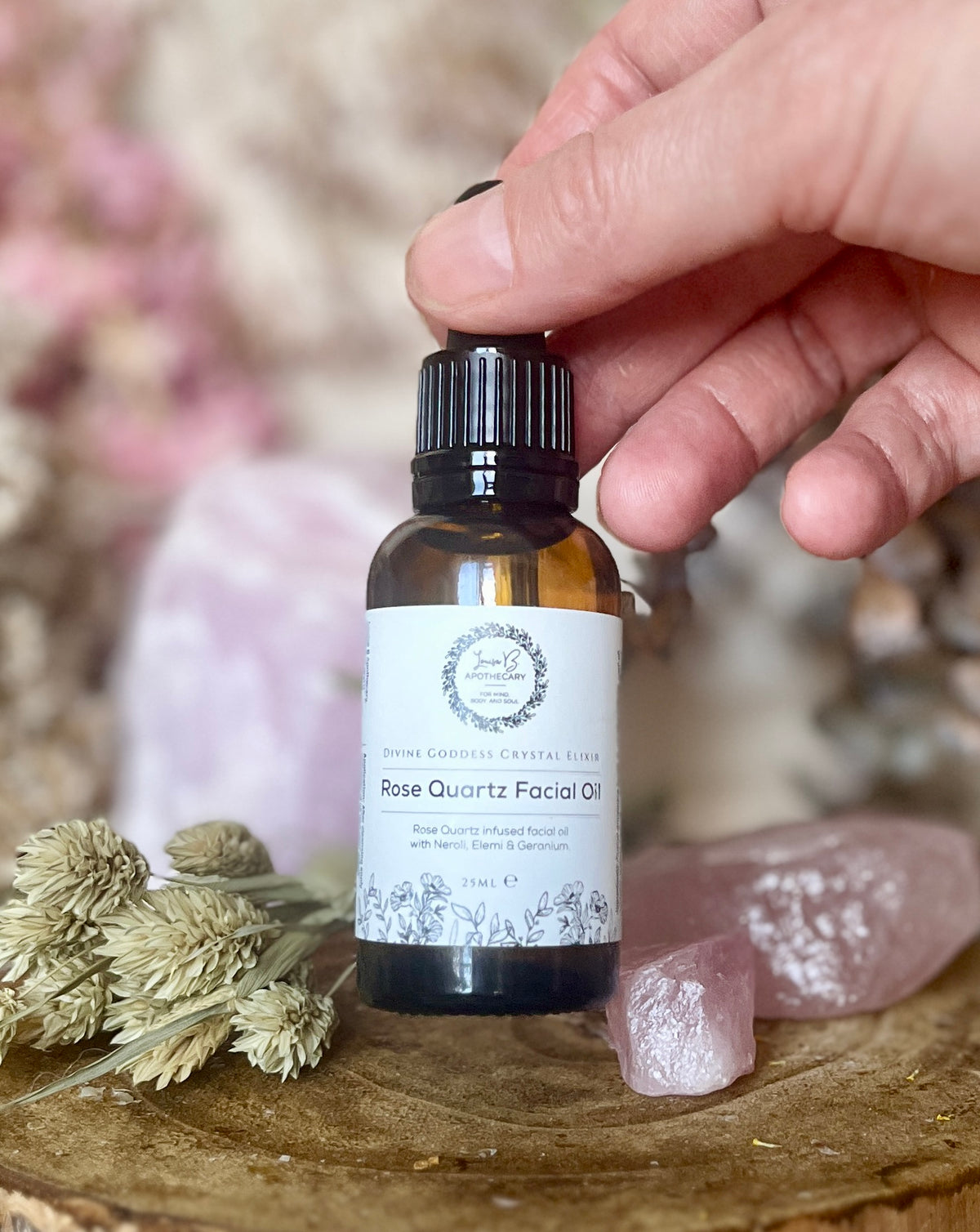 Rose quartz facial oil